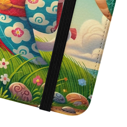 🪁🐉 Geisha Kitten and the Dragon Kite Flip Case – Joyful Flight & Dragon Spirit