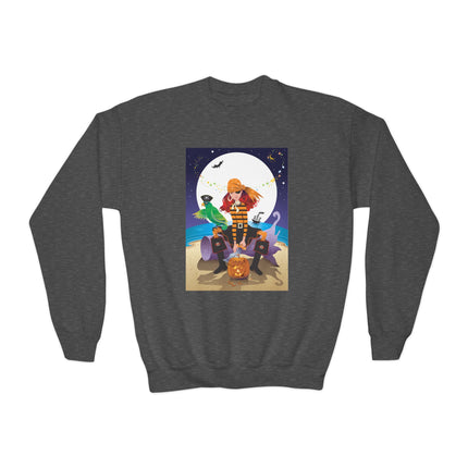 Moonlit Pirate Halloween Youth Crewneck Sweatshirt