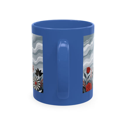☂️🌹 The Lady In The Windy Rose Garden Ceramic Mug – Art Deco Fashion Whimsy
