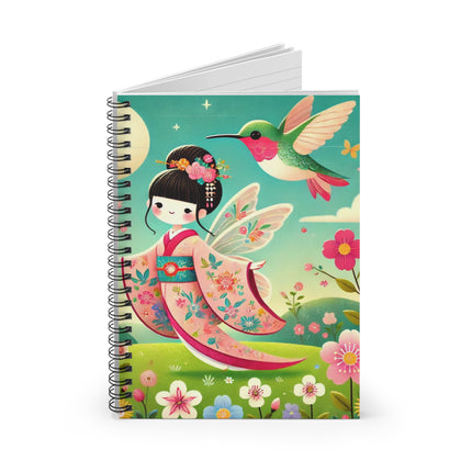 Geisha Fairy and the Hummingbird Blossom Spiral Notebook - Ruled Line