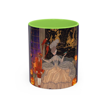 🌙🎃 The Moonlit Parlor Masquerade Colorful Mug – Elegant Halloween Romance