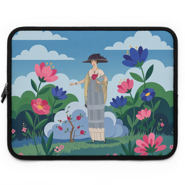 🌸🎀 The Lady In The Summer Garden Laptop Sleeve – Art Deco Floral Elegance