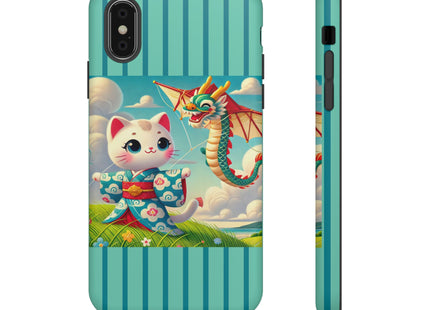 Geisha Kitten and the Dragon Kite Phone Cases