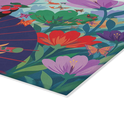 🦋🌺 The Butterfly Garden Dreamer Glass Cutting Board – Art Deco Floral Fantasy