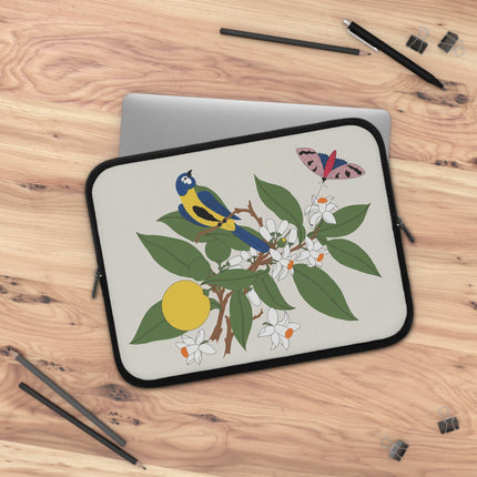🐦🌷 Woodpecker & Tulip Laptop Sleeve – Vibrant Energy & Cheerful Charm