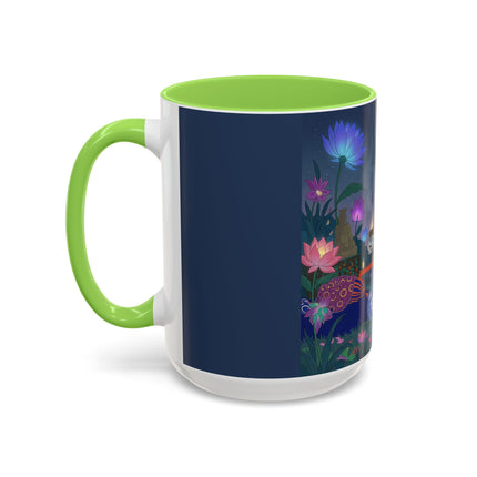 Moonlit Incense Ceremony Colorful Mugs – Art Deco Meditation Garden