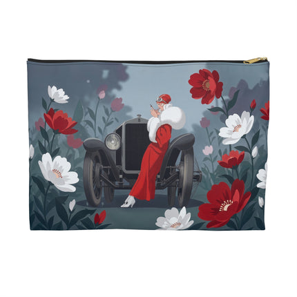 🚗🌺 The Lady Of The Grand Touring Car Accessory Pouch – Art Deco Motoring Elegance