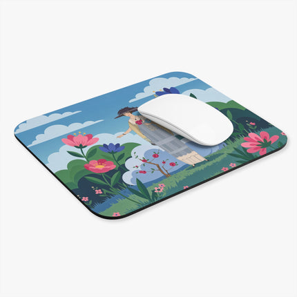 🌸☁️ The Lady In The Cloud Garden Mouse Pad – Art Deco Floral Elegance