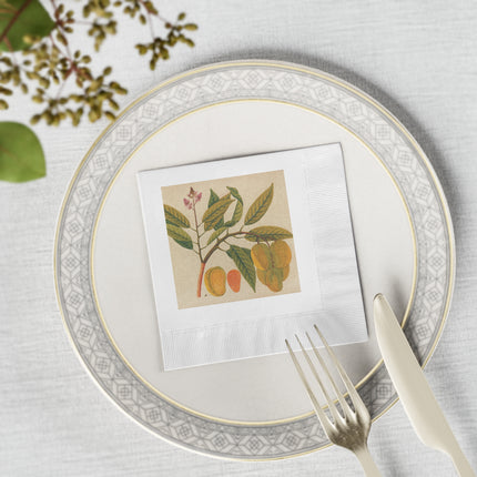 Album of watercolors of Asian fruits and flowers Pl.21 by Anonymous White Coined Napkins