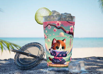 Samurai Kitten Sunsplash Tumbler with Straw, 16oz