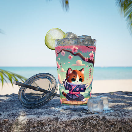 Samurai Kitten Sunsplash Tumbler with Straw, 16oz
