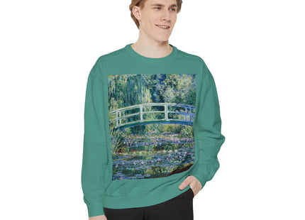 Water Lilies and Japanese Bridge by Claude Monet Unisex Garment-Dyed Sweatshirt