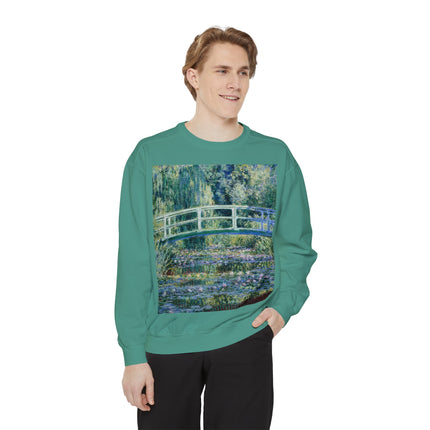 Water Lilies and Japanese Bridge by Claude Monet Unisex Garment-Dyed Sweatshirt
