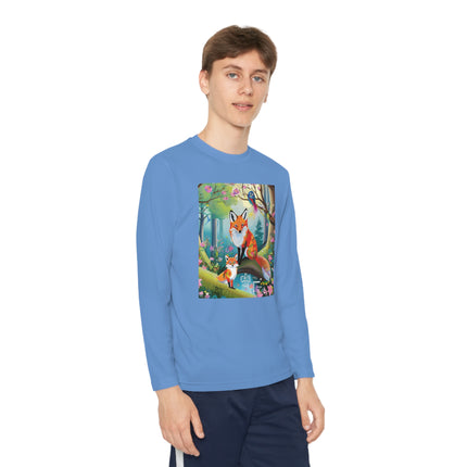 Mischievous Fox Youth Long Sleeve Competitor Tee – Woodland Fun & Storybook Adventure