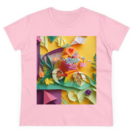 Origami Bicycle Women's Midweight Cotton Tee