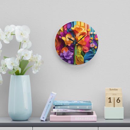 The Graceful Freesia Acrylic Wall Clock, Round and Square