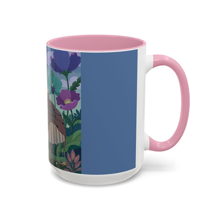 The Lady And The Enchanted Heron Colorful Mugs – Art Deco Botanical Elegance