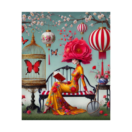 Reading In A Painted Garden Matte Vertical Posters