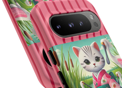Geisha Kitten Strolls Among the Spoonbills Phone Cases