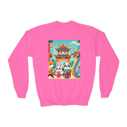 Lantern Street Dragon Parade Youth Crewneck Sweatshirt – Festive Energy, Culture & Playful Adventure
