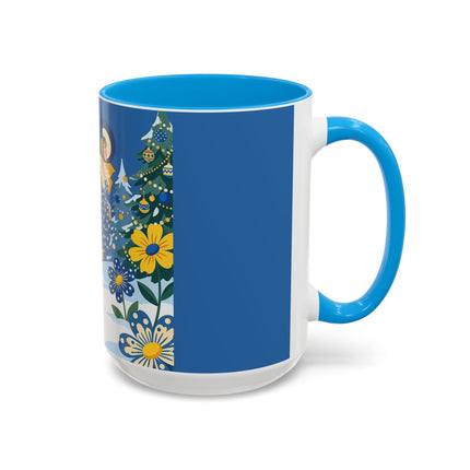 💙🌼 The Bluebell Christmas Promenade Colorful Mug – Art Deco Holiday Fantasy