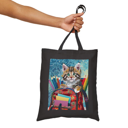 Whiskered Wanderings Cotton Canvas Tote Bag
