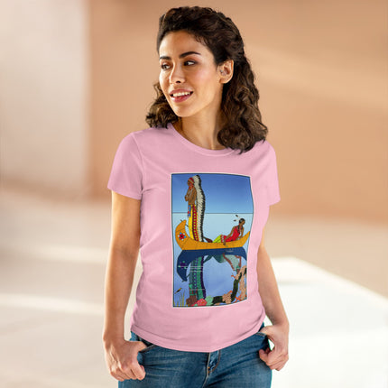 Le long du Missouri (Indian couple in a canoe on the Missouri River) by George Barbier Women's Midweight Cotton Tee