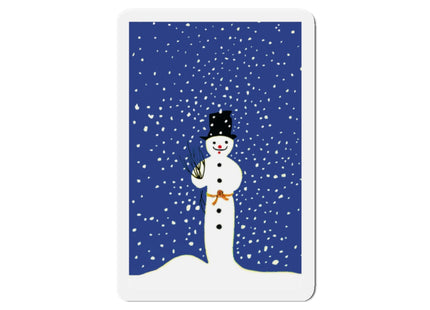 Snowman in Falling Snow Die-Cut Magnets (5 Sizes)