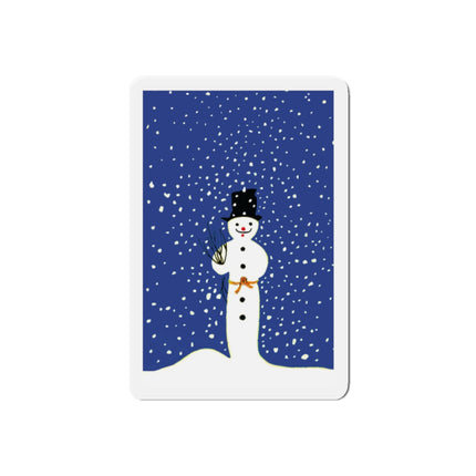 Snowman in Falling Snow Die-Cut Magnets (5 Sizes)
