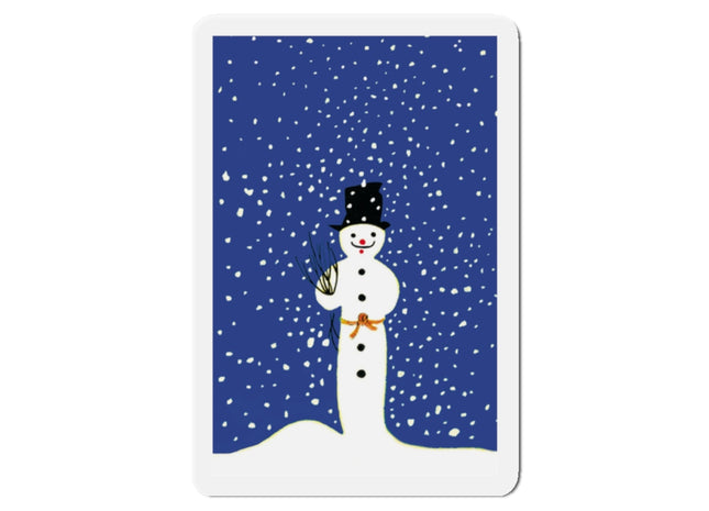 Snowman in Falling Snow Die-Cut Magnets (5 Sizes)