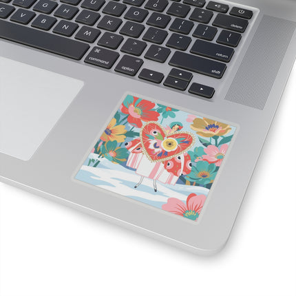 ❤️🌸 The Winter Heart Garden Kiss-Cut Sticker – Colorful Art Deco Floral Fantasy
