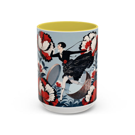 ❤️🌺 The Scarlet Blossom Dancer Colorful Mug – Art Deco Fashion Whimsy
