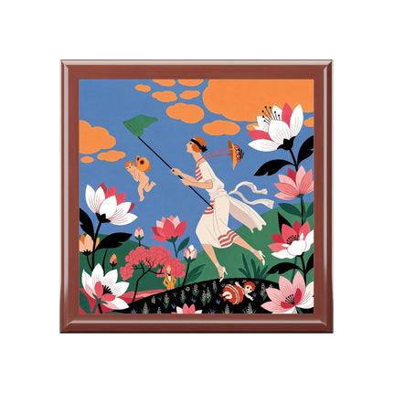 🪁🌺 The Lady Of The Flying Garden Jewelry Box – Art Deco Floral Fantasy