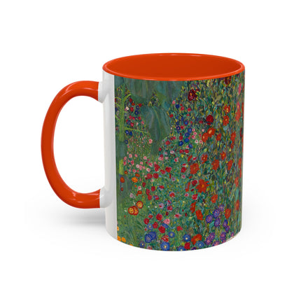 Farm Garden with Sunflowers by Gustav Klimt Colorful Mugs (11oz, 15oz)