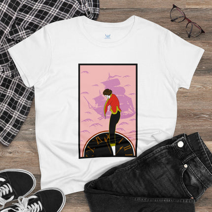 Woman Waiting for her Beloved at 1:59 by Kobayashi Kaichi Women's Midweight Cotton Tee