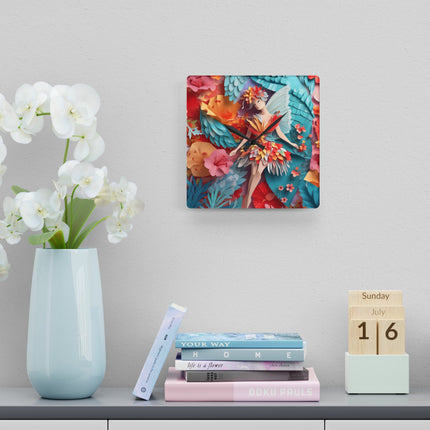 Hibiscus Fairy Acrylic Wall Clock, Round and Square