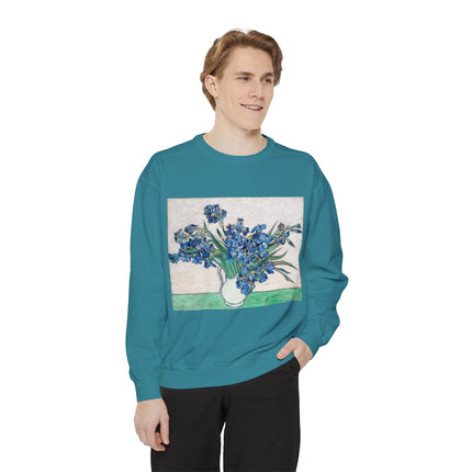 Irises by Vincent Van Gogh Unisex Garment-Dyed Sweatshirt