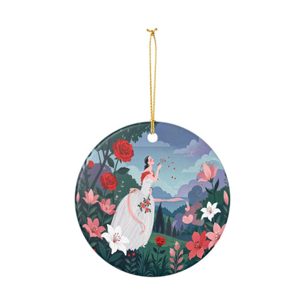 🌹💌 The Garden Of Blown Kisses Ceramic Ornament – Art Deco Floral Romance