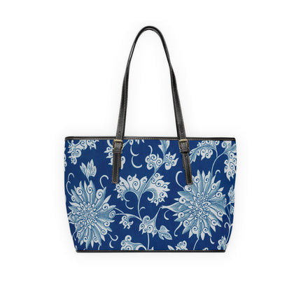 Blue Flower Pattern by Owen Jones PU Leather Shoulder Bag