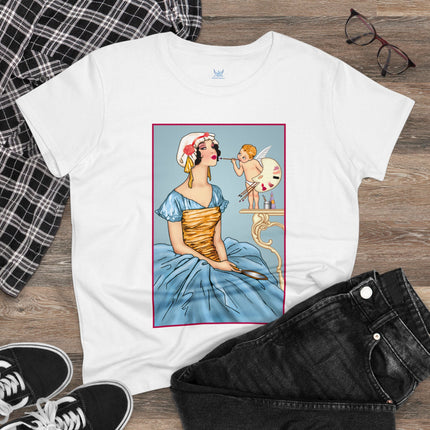 The Enchanting Painter: A Fairy's Artistic Touch Ceramic Women's Midweight Cotton Tee