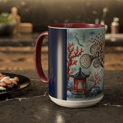Lionfish & Lantern Colorful Mug – Mystical Ocean & Asian Harmony