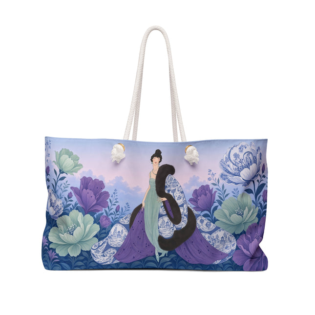 🌸💜 The Enchanted Porcelain Garden Promenade Weekender Bag – Art Deco Floral Eleganc