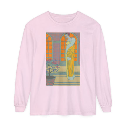 Sur Les Marches Du Jardin by Georges LePape Garment-dyed Long Sleeve T-Shirt