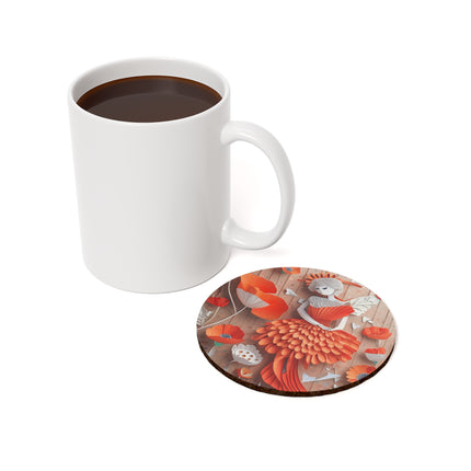 Poppy Fairy Cork Back Coaster