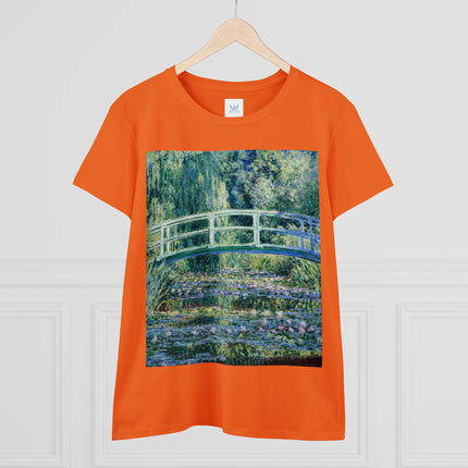 Water Lilies and Japanese Bridge by Claude Monet Women's Midweight Cotton Tee