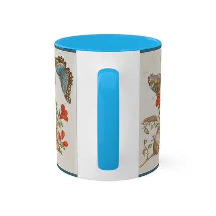 Blue Butterflies and Pomegranate by Maria Sibylla Merian Colorful Mugs, 11oz