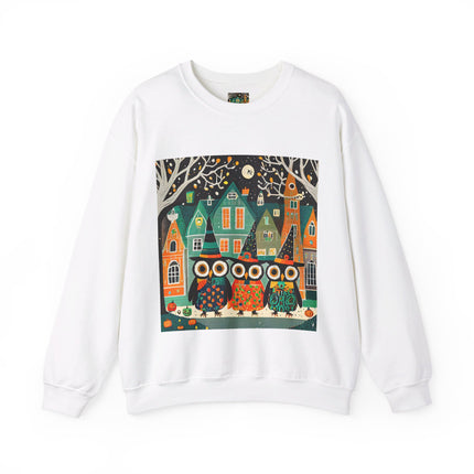Night of the Trick-or-Treating Owlets Unisex Heavy Blend™ Crewneck Sweatshirt