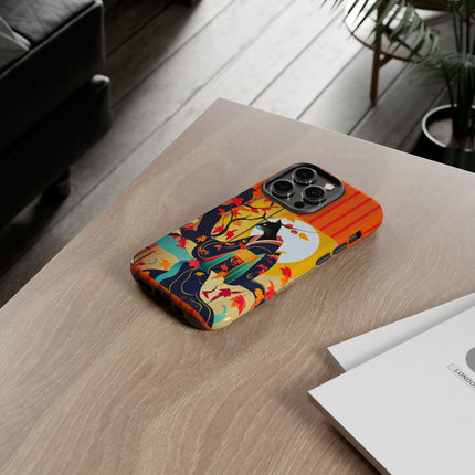 Black Cat in Kimono Phone Cases