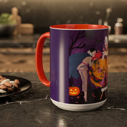 🎭🌹 The Harlequin Rose Masquerade Colorful Mug – Theatrical Halloween Romance