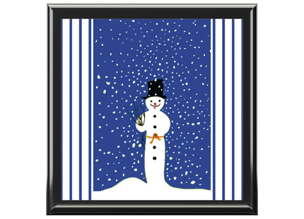 Snowman in Falling Snow Jewelry Box